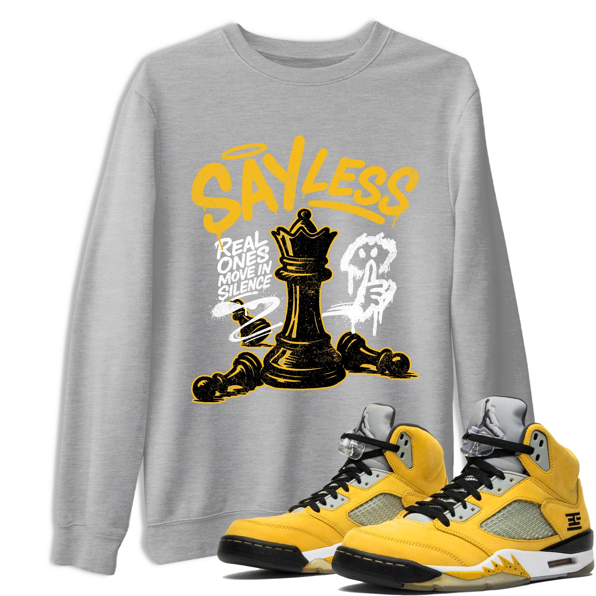 Sneaker match tees – Sneaker Tees To Match Air Jordan 5 Tokyo Shoes – Say Less Tee Heather Grey 1