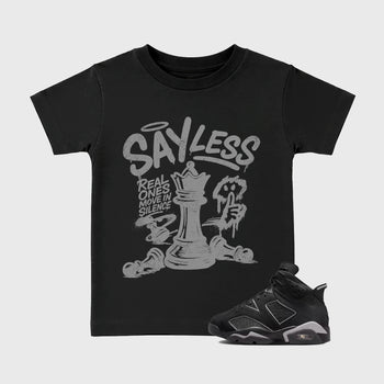 Sneaker match tees – Sneaker Tees To Match Air Jordan 6 Cap and Gown Shoes – Say Less Kids T-Shirt Black 1