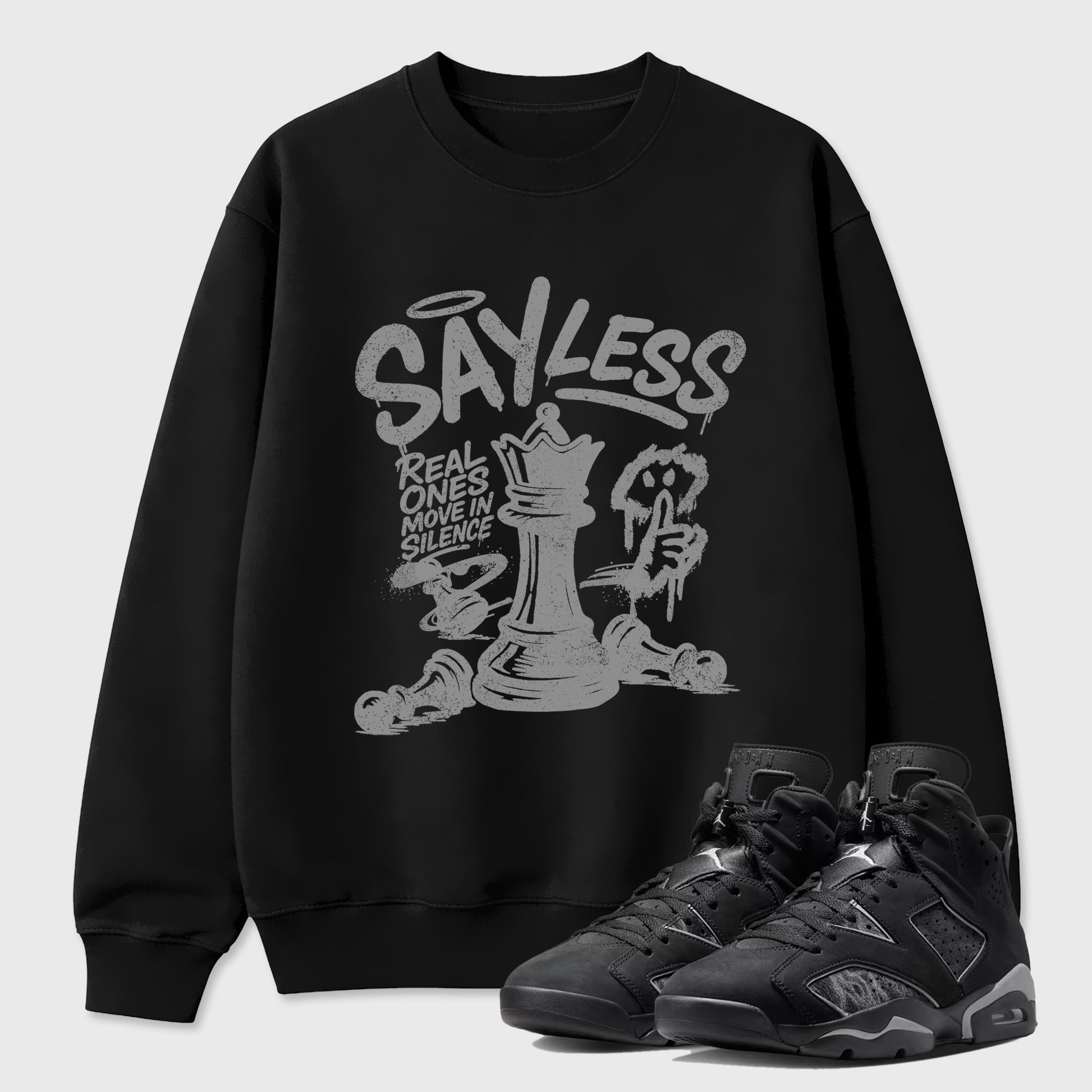 Sneaker match tees – Sneaker Tees To Match Air Jordan 6 Cap and Gown Shoes – Say Less Tee Black 1
