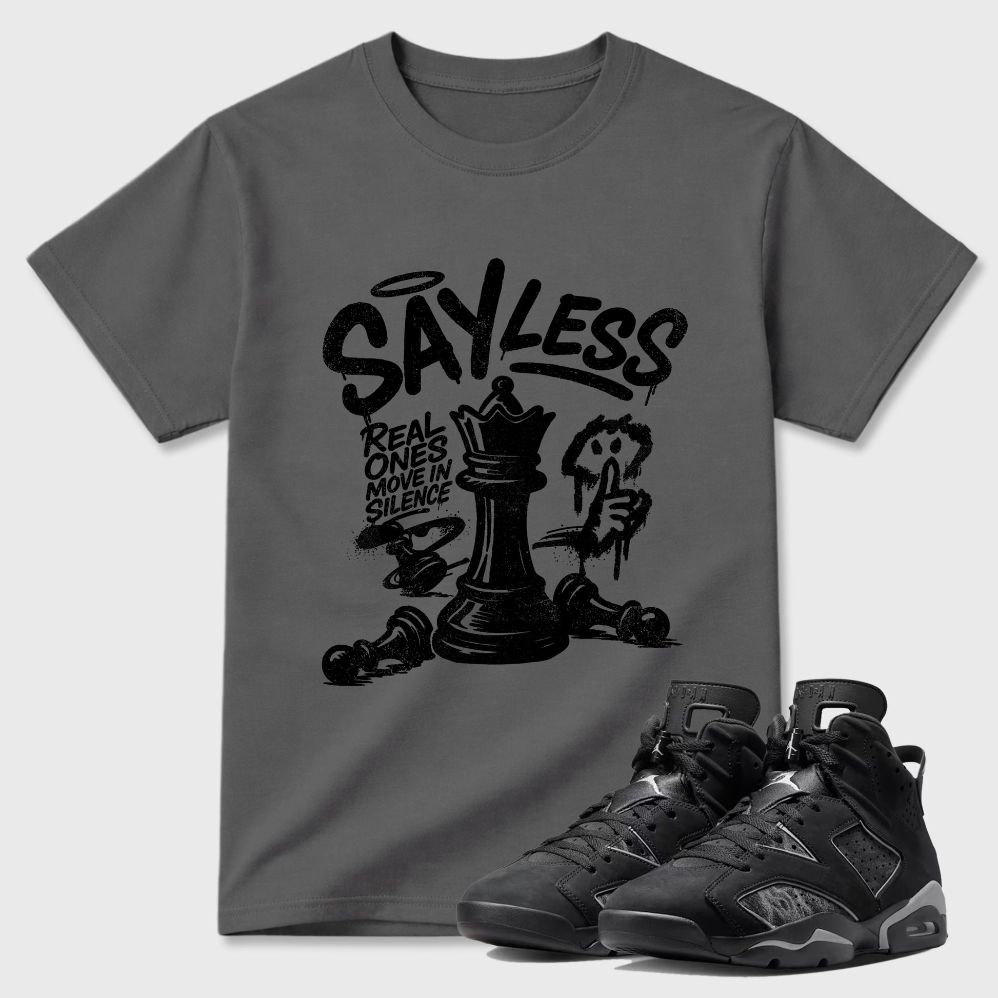 Sneaker match tees – Sneaker Tees To Match Air Jordan 6 Cap and Gown Shoes – Say Less Tee Cool Grey 1