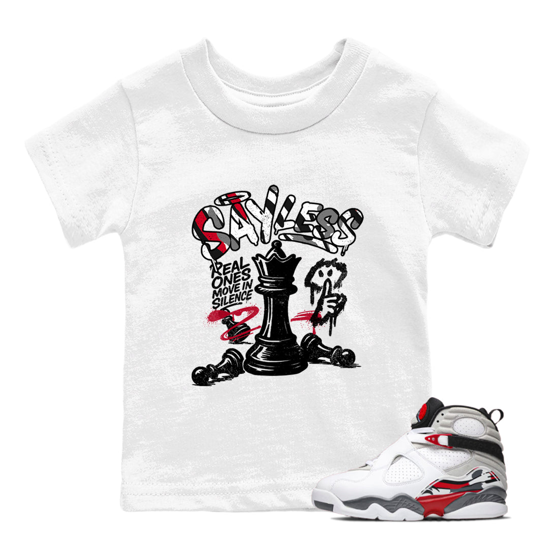 Sneaker match tees – Sneaker Tees To Match Air Jordan 8 Bunny Shoes Air Jordan 8 Bunny White and True Red – Say Less Kids T-Shirt White 1