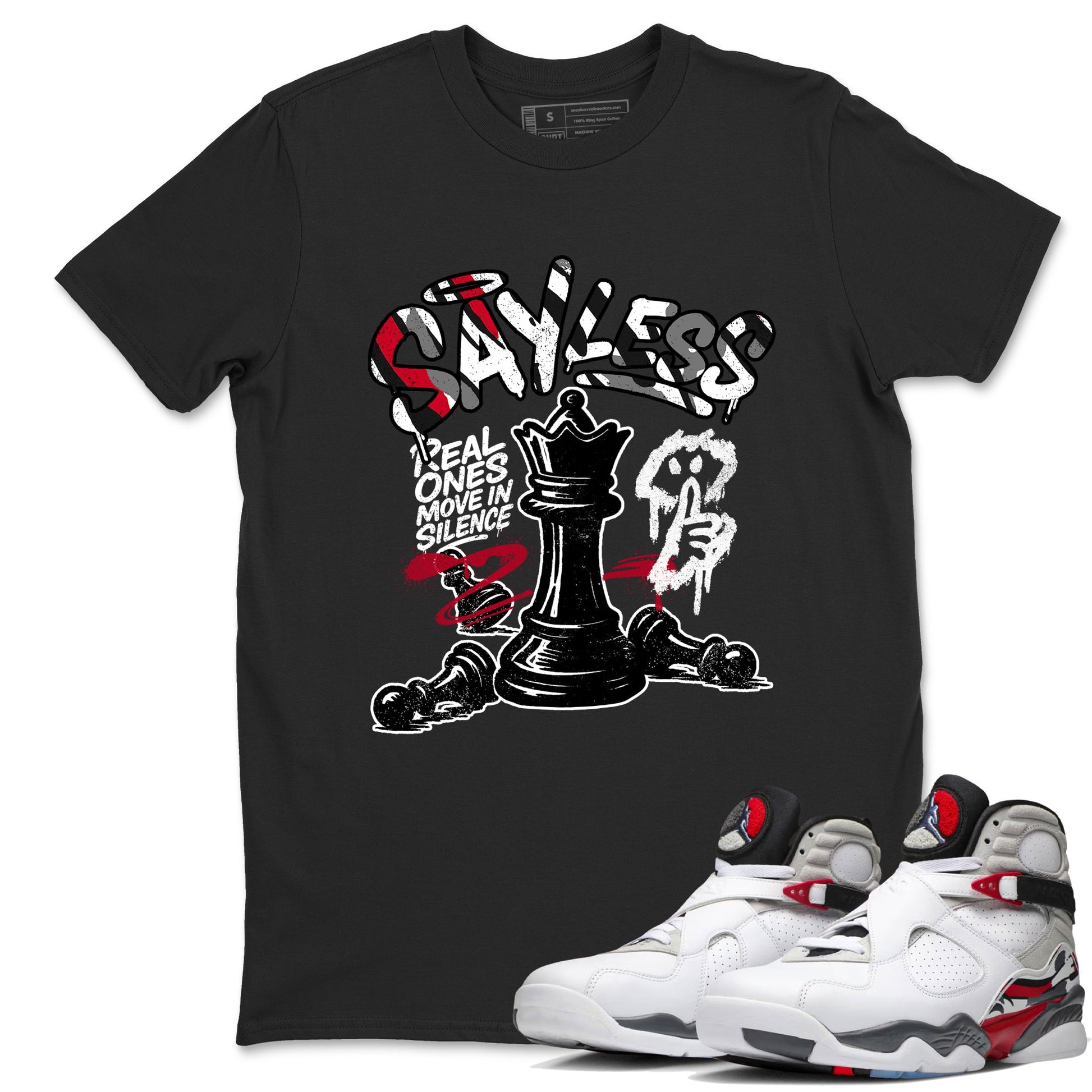Sneaker match tees – Sneaker Tees To Match Air Jordan 8 Bunny Shoes Air Jordan 8 Bunny White and True Red – Say Less Tee Black 1