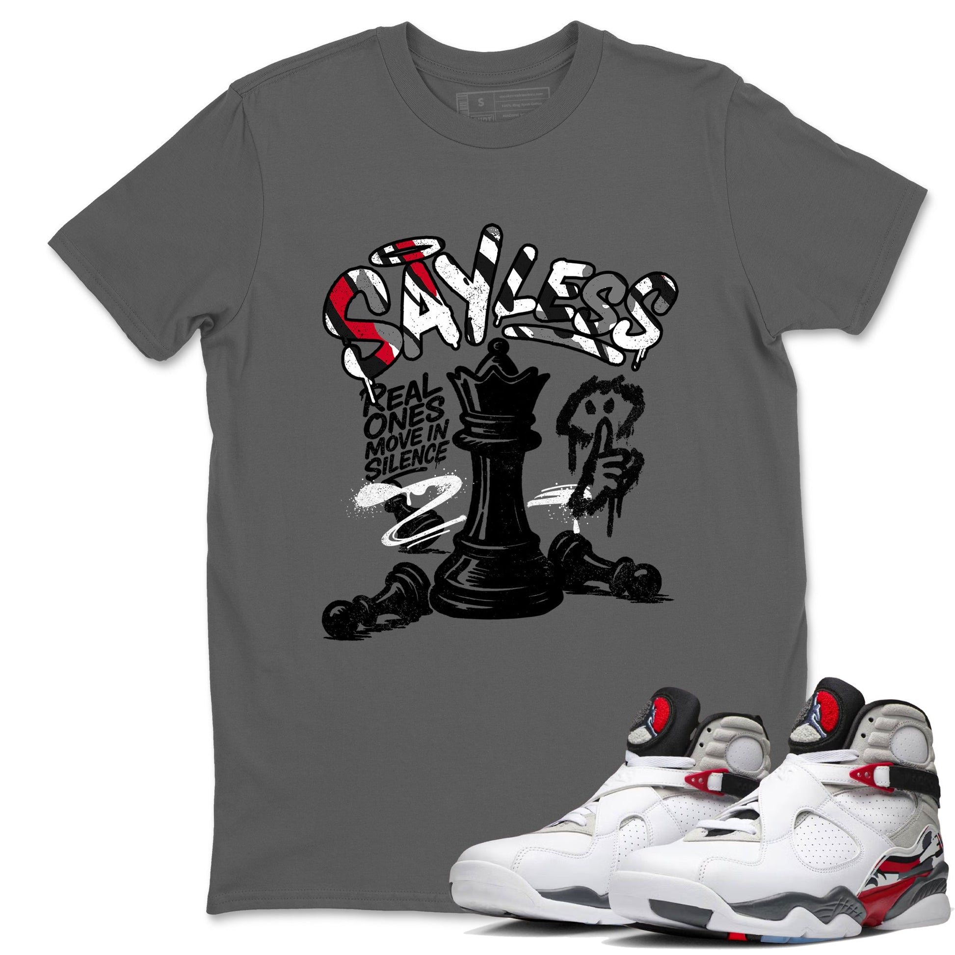 Sneaker match tees – Sneaker Tees To Match Air Jordan 8 Bunny Shoes Air Jordan 8 Bunny White and True Red – Say Less Tee Cool Grey 1