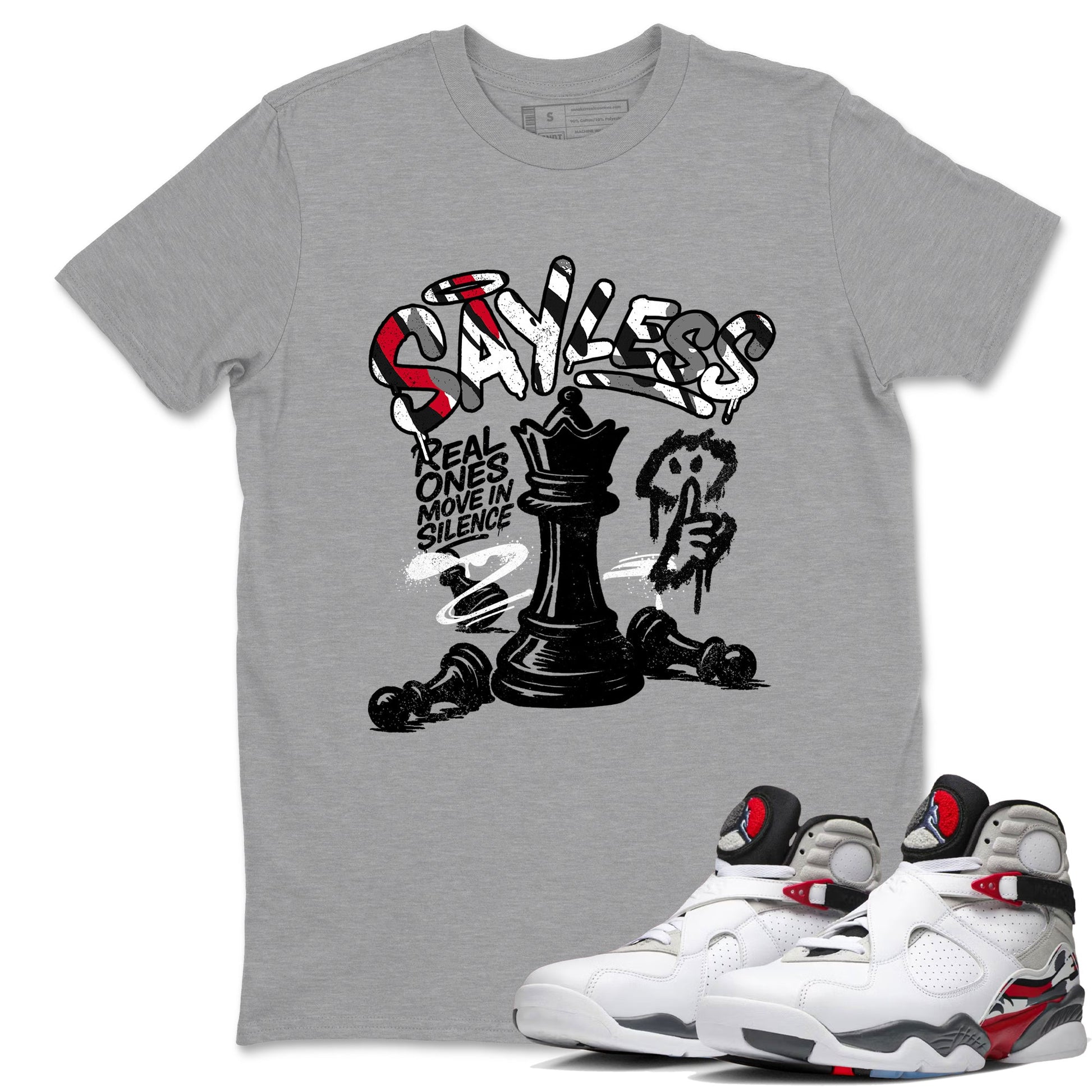 Sneaker match tees – Sneaker Tees To Match Air Jordan 8 Bunny Shoes Air Jordan 8 Bunny White and True Red – Say Less Tee Heather Grey 1