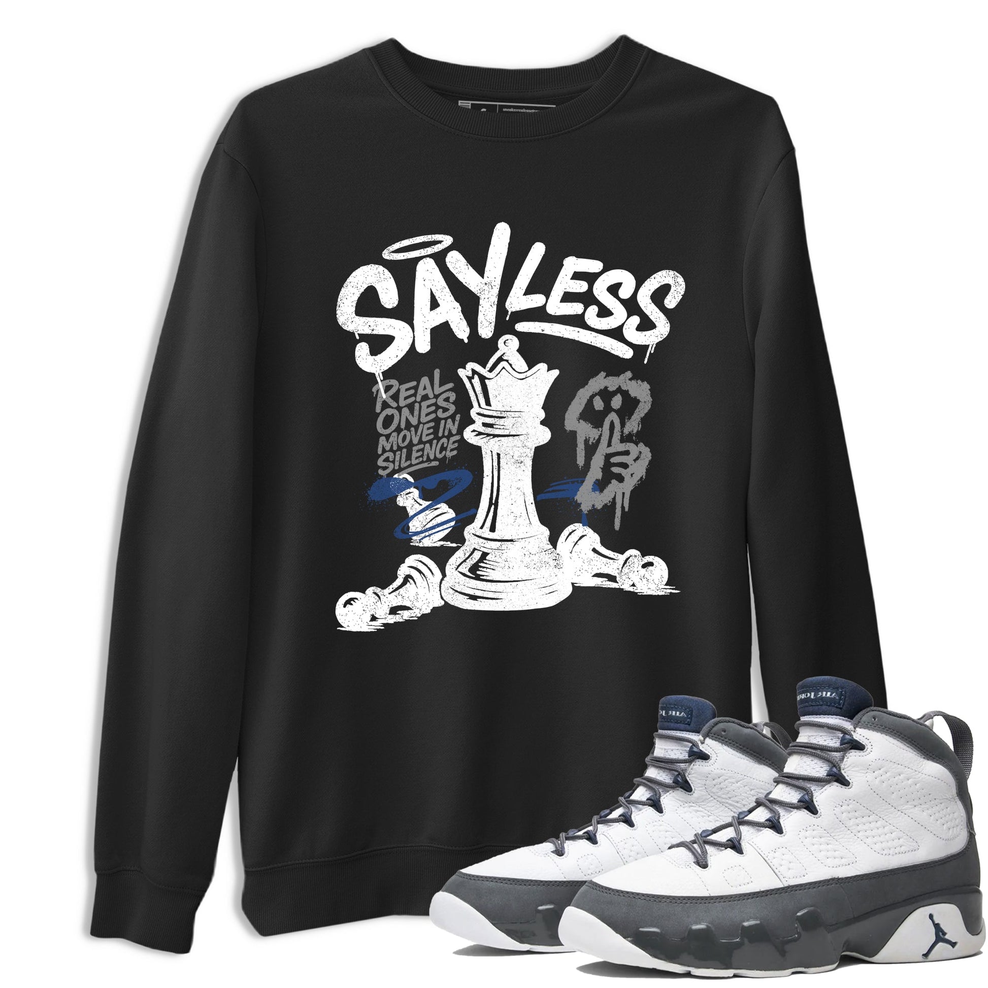 Sneaker match tees – Sneaker Tees To Match Air Jordan 9 Flint Grey Shoes – Say Less Tee Black 1