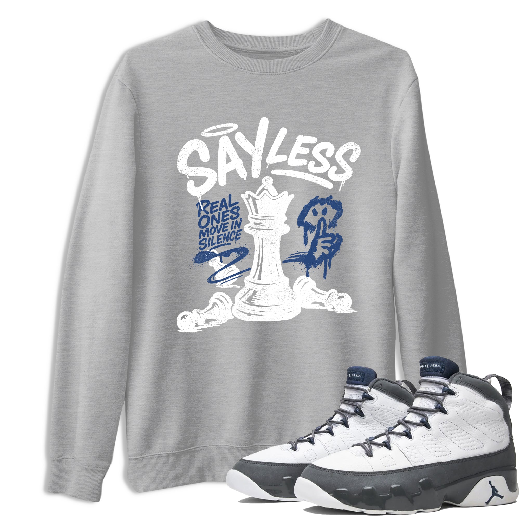 Sneaker match tees – Sneaker Tees To Match Air Jordan 9 Flint Grey Shoes – Say Less Tee Heather Grey 1