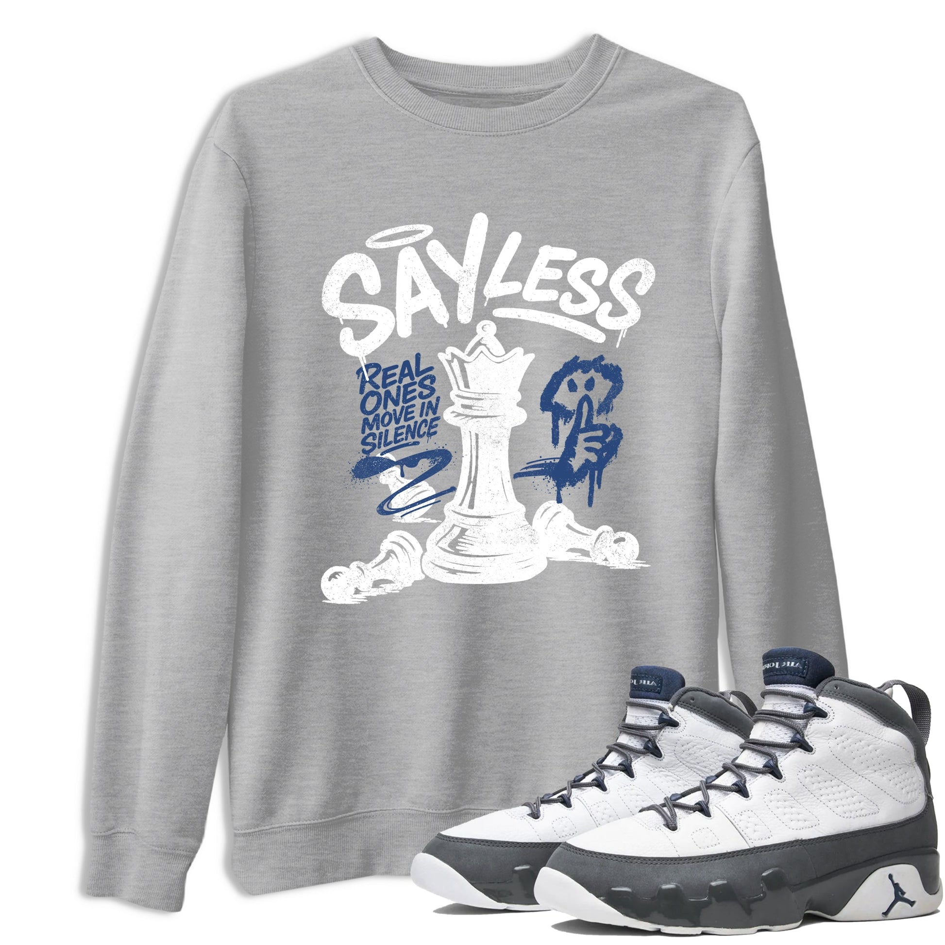 Sneaker match tees – Sneaker Tees To Match Air Jordan 9 Flint Grey Shoes – Say Less Tee Heather Grey 1