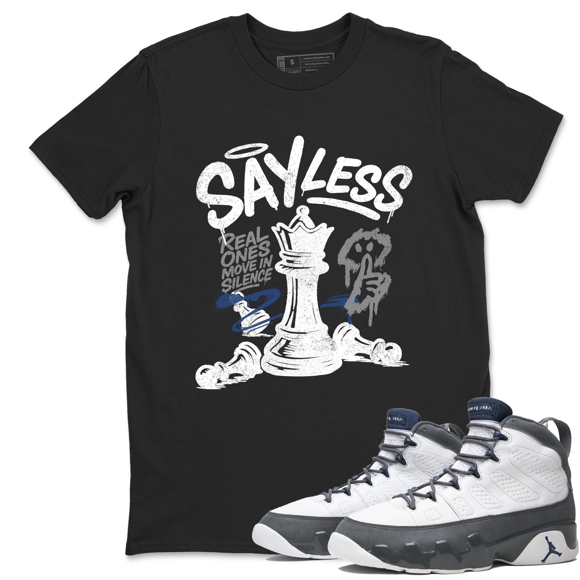 Sneaker match tees – Sneaker Tees To Match Air Jordan 9 Flint Grey Shoes – Say Less Tee Black 1