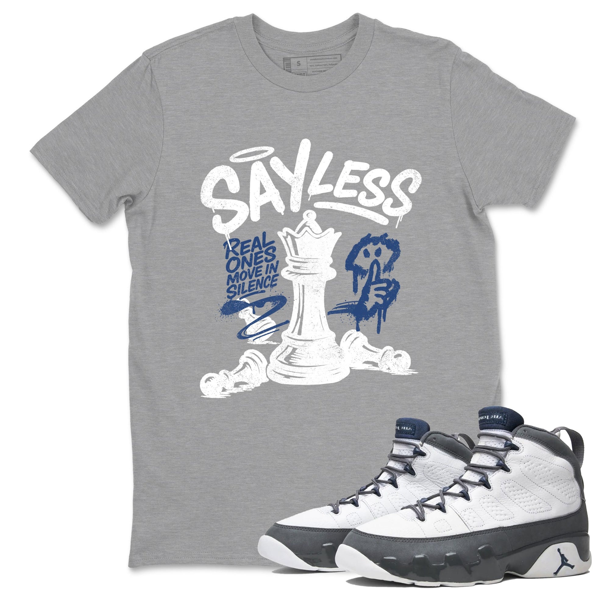 Sneaker match tees – Sneaker Tees To Match Air Jordan 9 Flint Grey Shoes – Say Less Tee Heather Grey 1