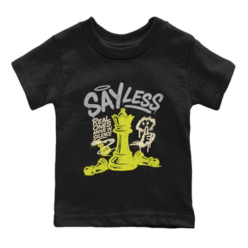 Say Less baby and kids t-shirt crafted for little sneakerheads to shine with the Air Max 90 Cyber sneakers, displayed in Black 2.