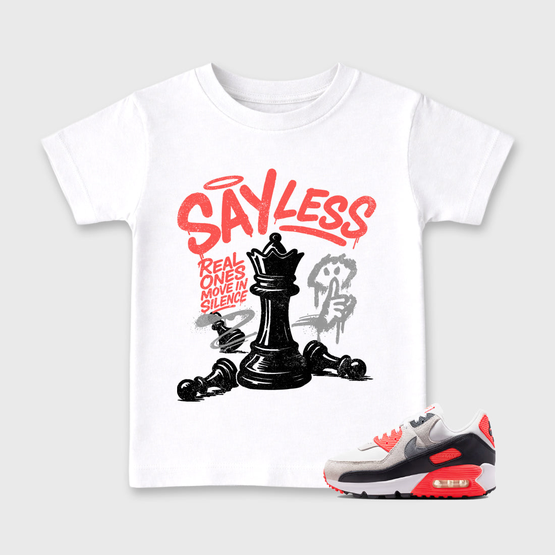 Sneaker match tees – Sneaker Tees To Match Air Max 90 Infrared Shoes – Say Less Kids T-Shirt White 1