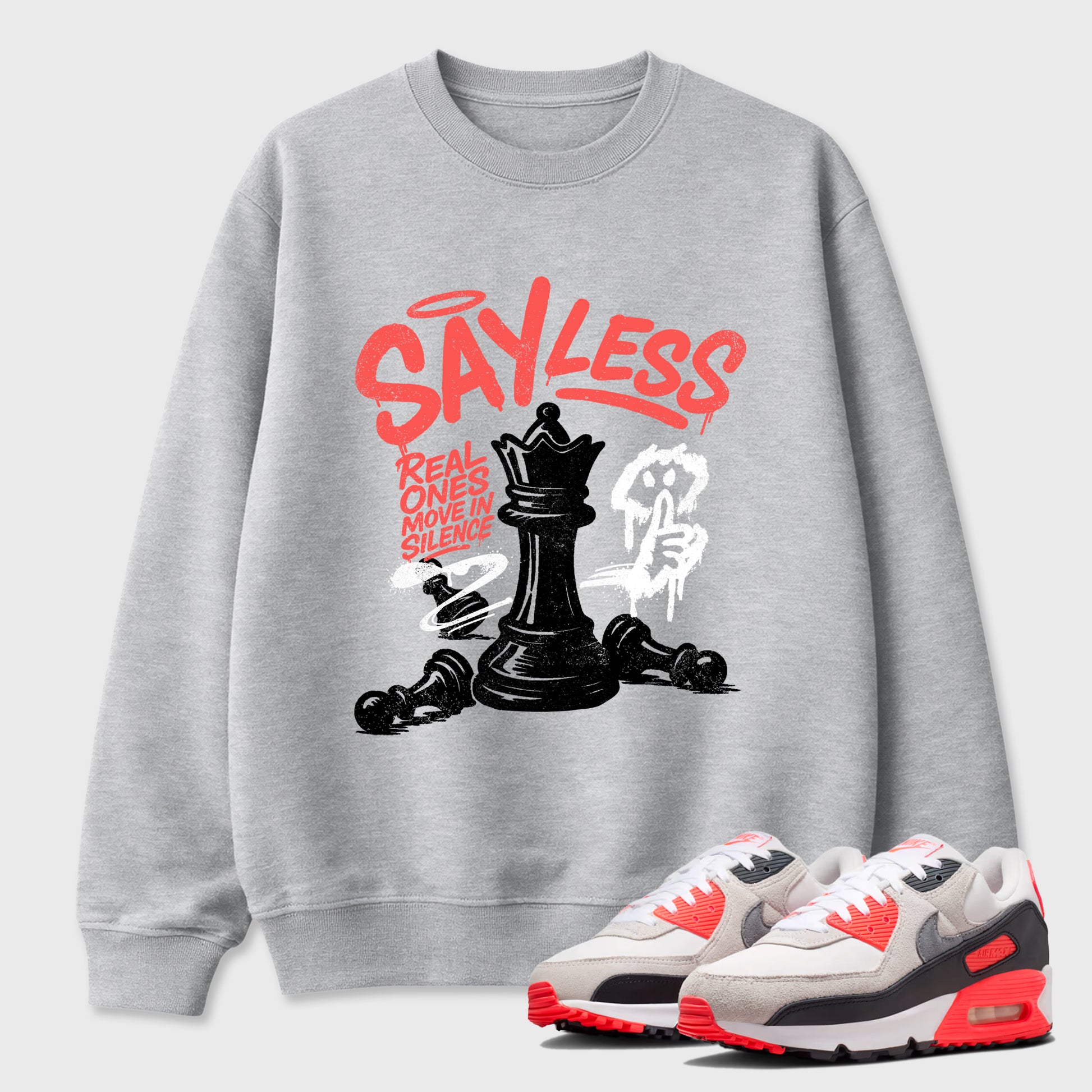 Sneaker match tees – Sneaker Tees To Match Air Max 90 Infrared Shoes – Say Less Tee Heather Grey 1