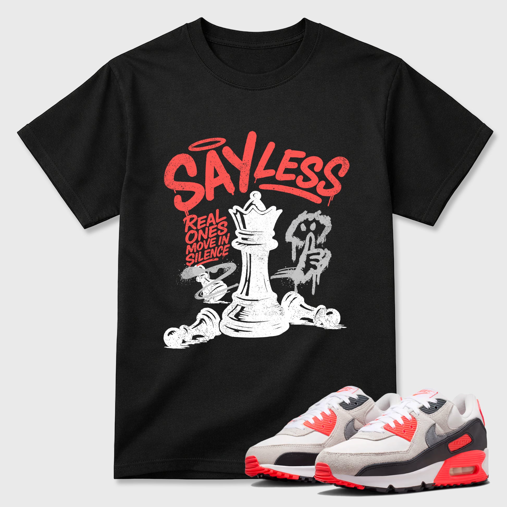 Sneaker match tees – Sneaker Tees To Match Air Max 90 Infrared Shoes – Say Less Tee Black 1