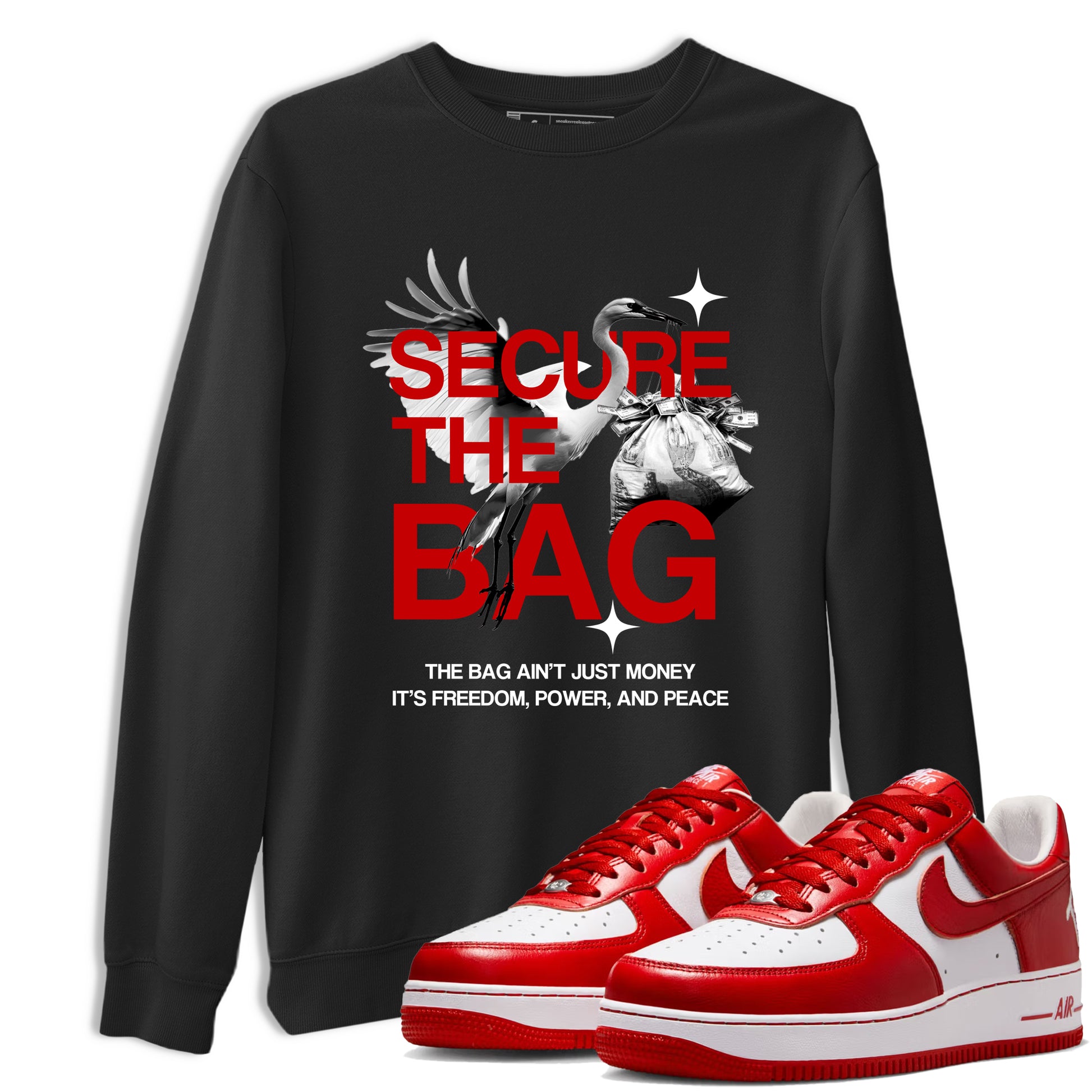 Secure The Bag SNRT Sneaker Tees - Air Force 1 University Red - SNRT Sneaker T-shirts
