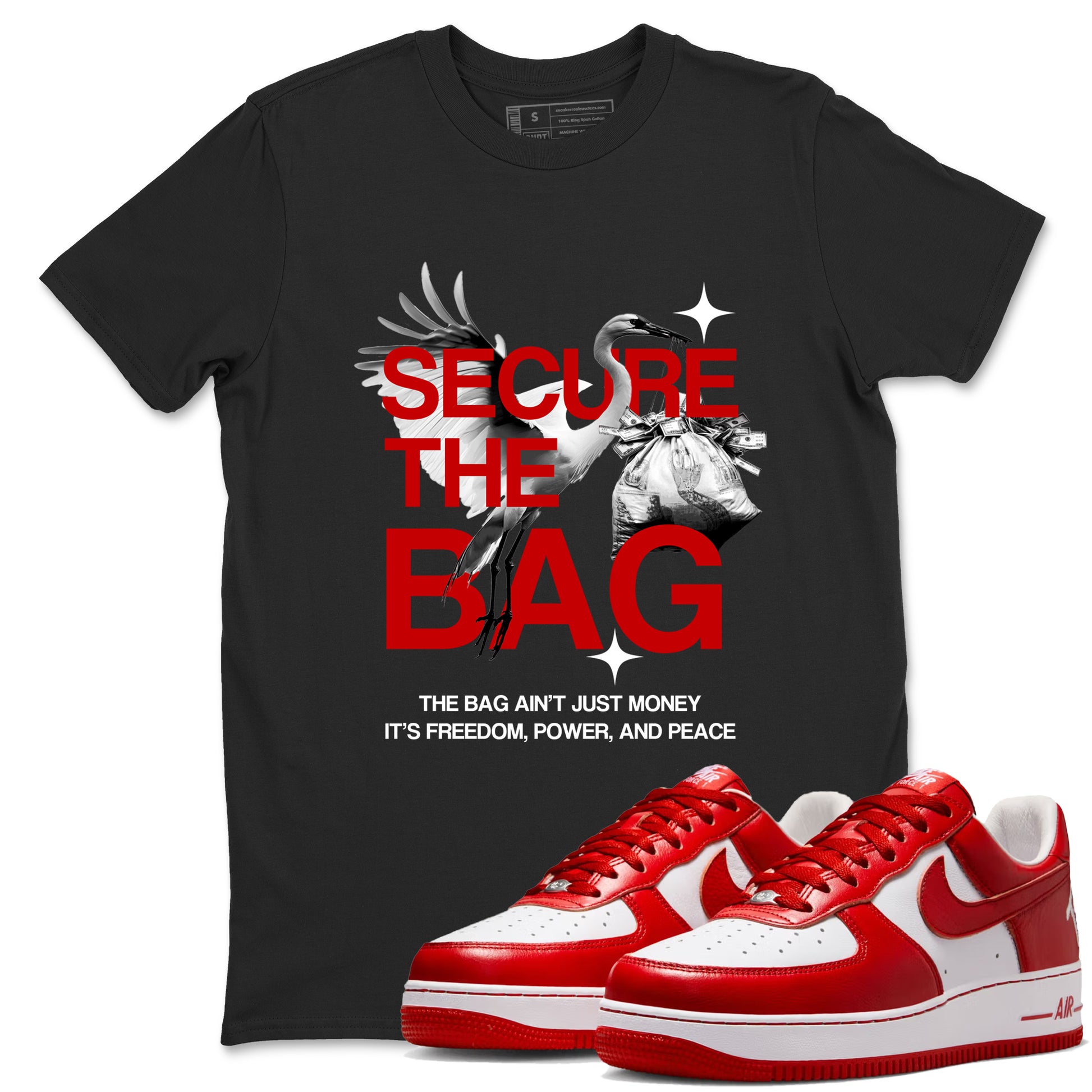 Secure The Bag SNRT Sneaker Tees - Air Force 1 University Red - SNRT Sneaker T-shirts