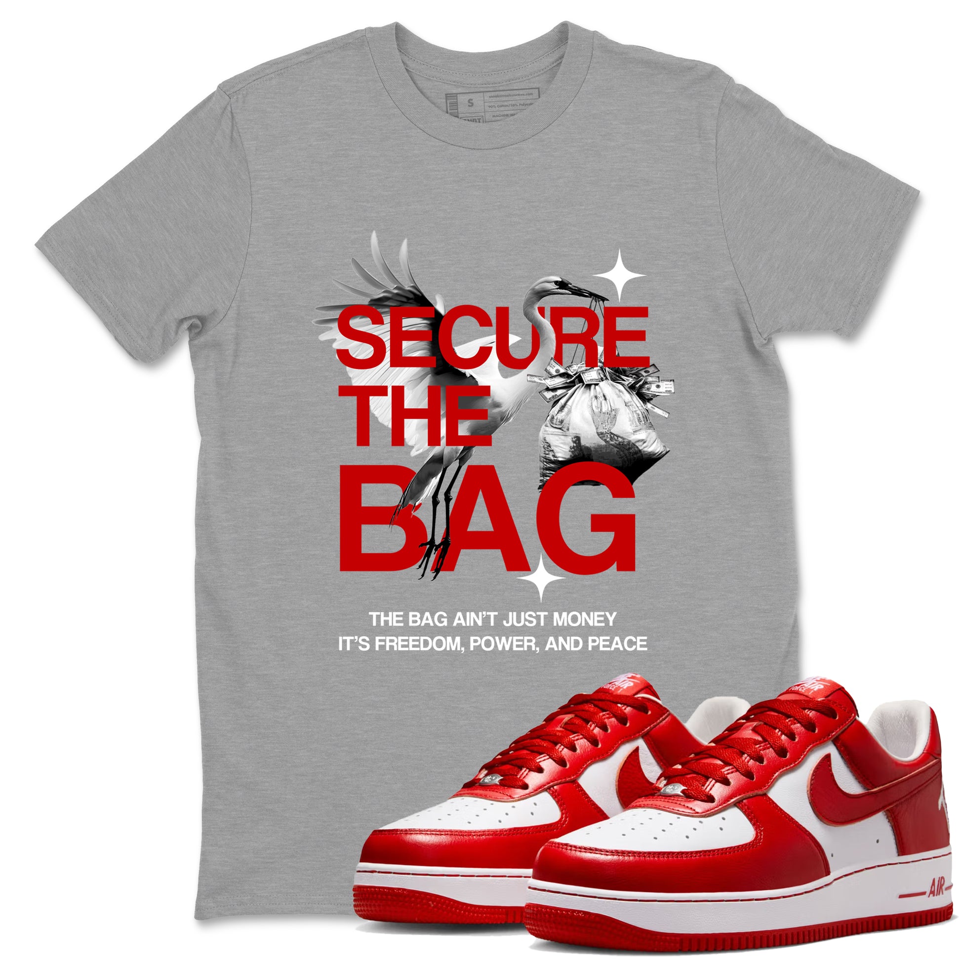 Secure The Bag SNRT Sneaker Tees - Air Force 1 University Red - SNRT Sneaker T-shirts