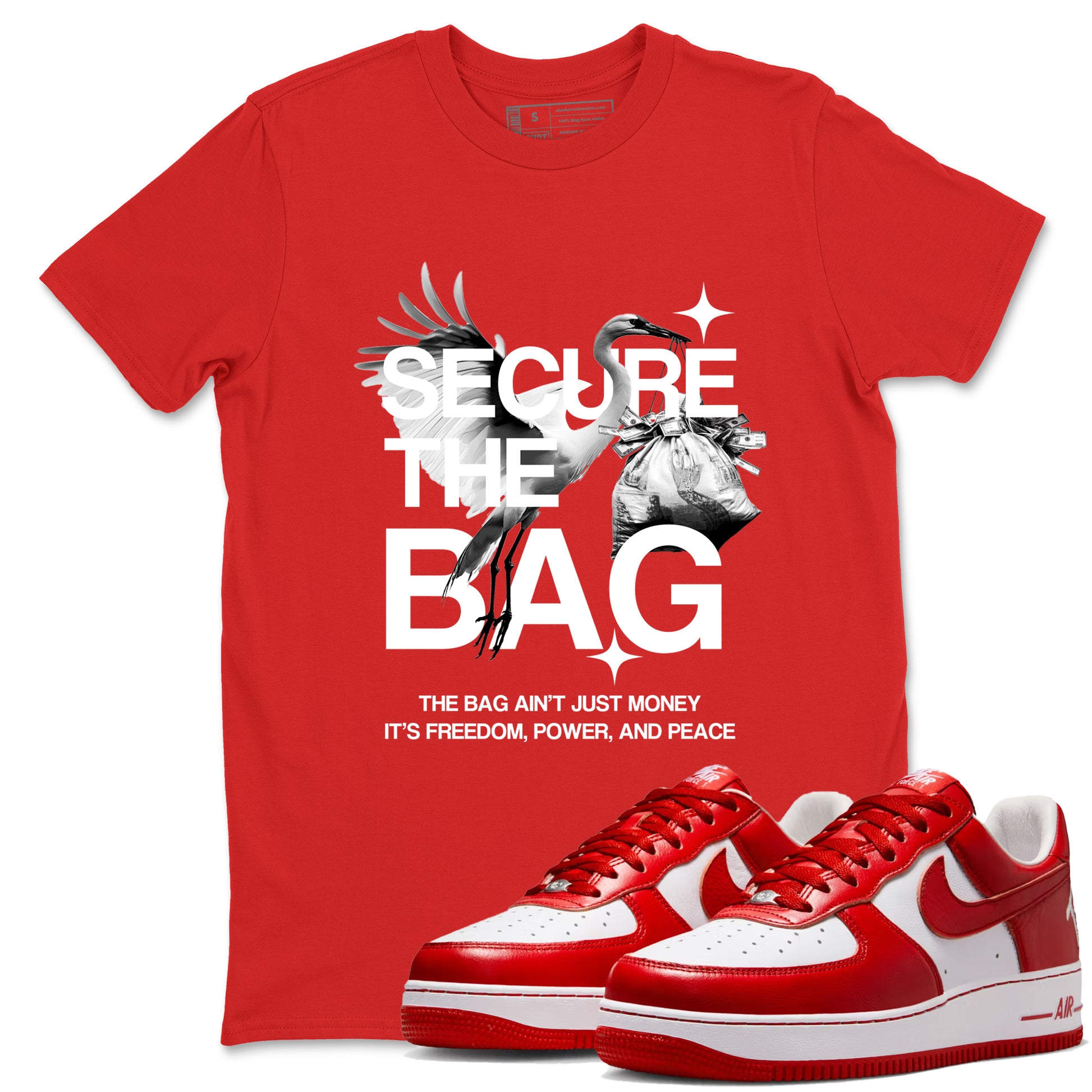 Secure The Bag SNRT Sneaker Tees - Air Force 1 University Red - SNRT Sneaker T-shirts