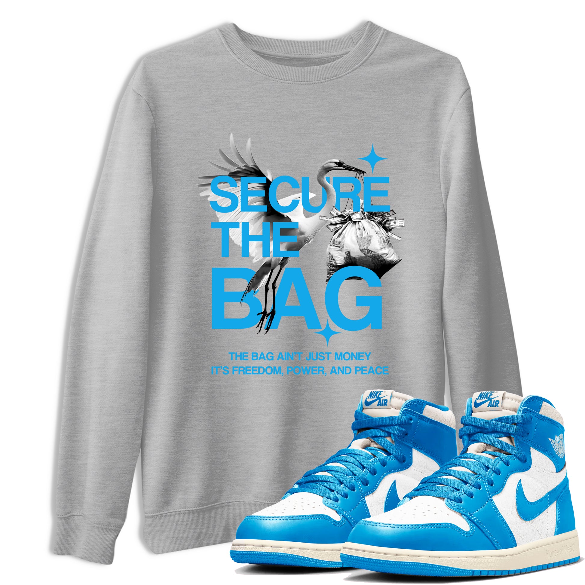 Secure The Bag SNRT Sneaker Tees - Air Jordan 1 UNC Reimagined - SNRT Sneaker T-shirts