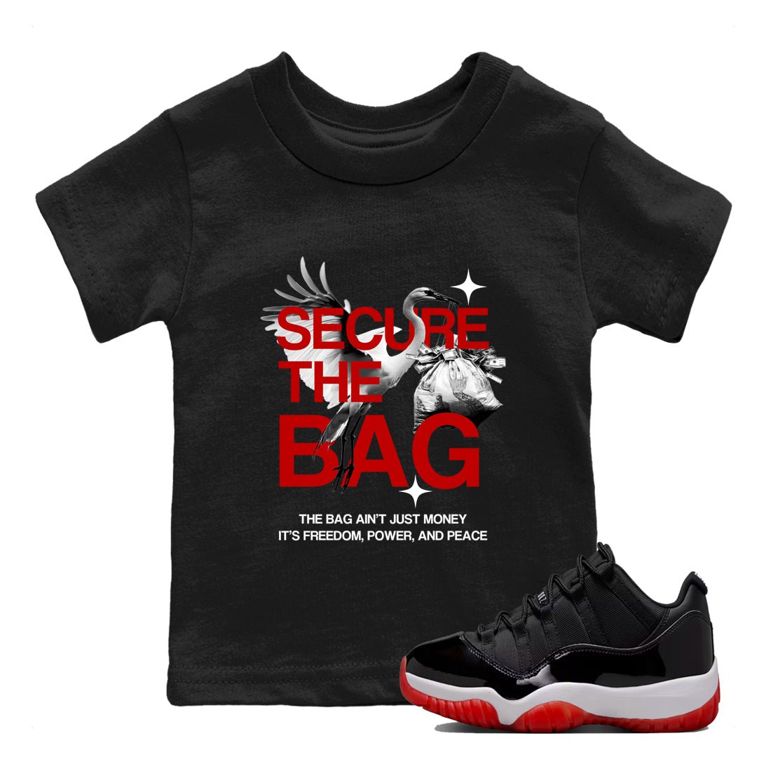 Secure The Bag SNRT Sneaker Tees Kids - Air Jordan 11 Bred - SNRT Sneaker T-shirts