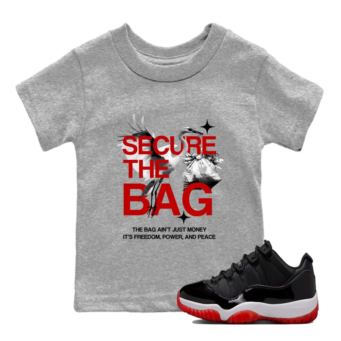 Secure The Bag SNRT Sneaker Tees Kids - Air Jordan 11 Bred - SNRT Sneaker T-shirts