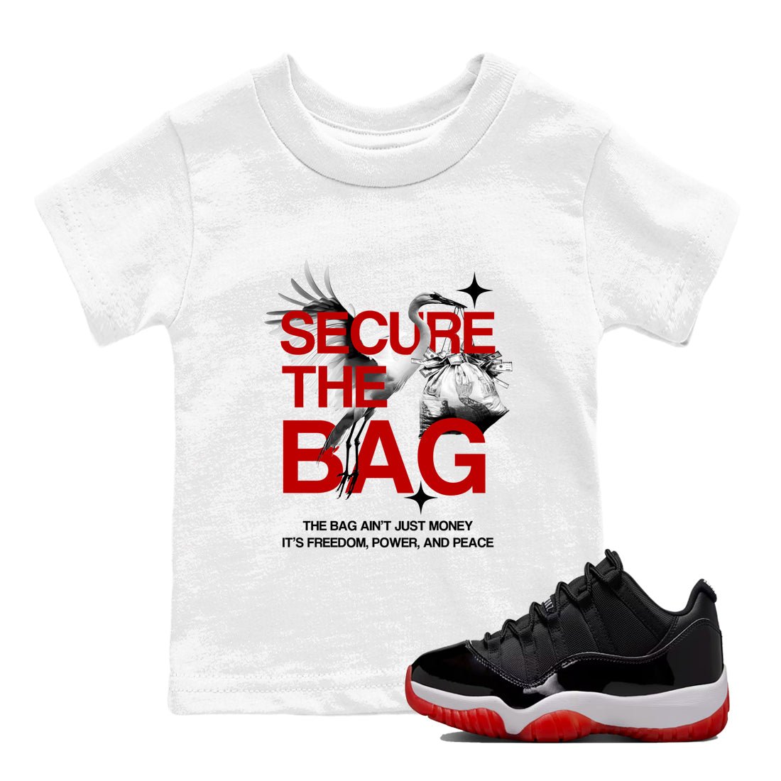 Secure The Bag SNRT Sneaker Tees Kids - Air Jordan 11 Bred - SNRT Sneaker T-shirts