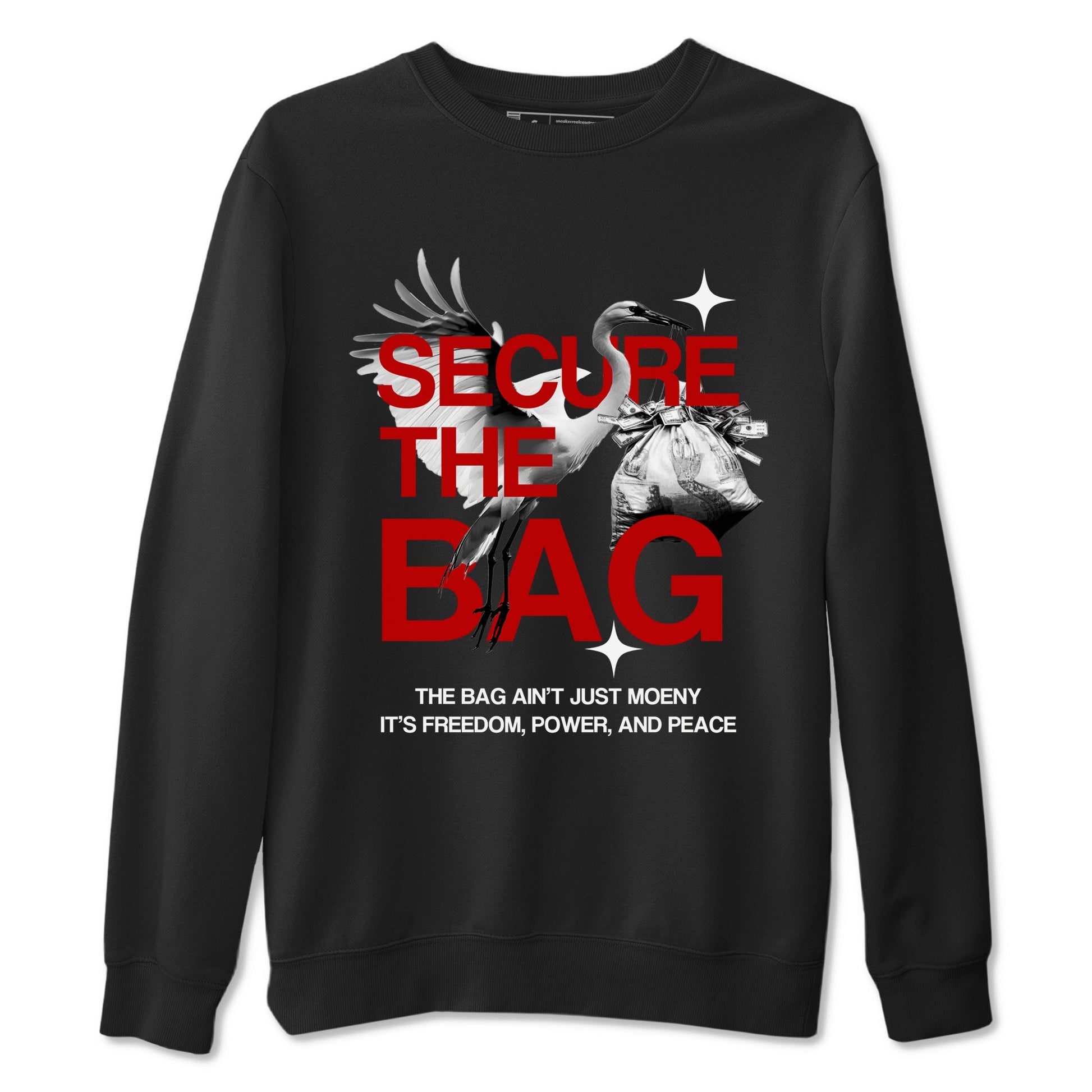 11s Bred shirts to match jordans Secure The Bag sneaker match tees Air Jordan 11 Retro Bred match shoes to clothes SNRT Sneaker Tees unisex cotton Black 2 shirts