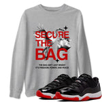 11s Bred shirts to match jordans Secure The Bag sneaker match tees Air Jordan 11 Retro Bred match shoes to clothes SNRT Sneaker Tees unisex cotton Heather Grey 1 shirts
