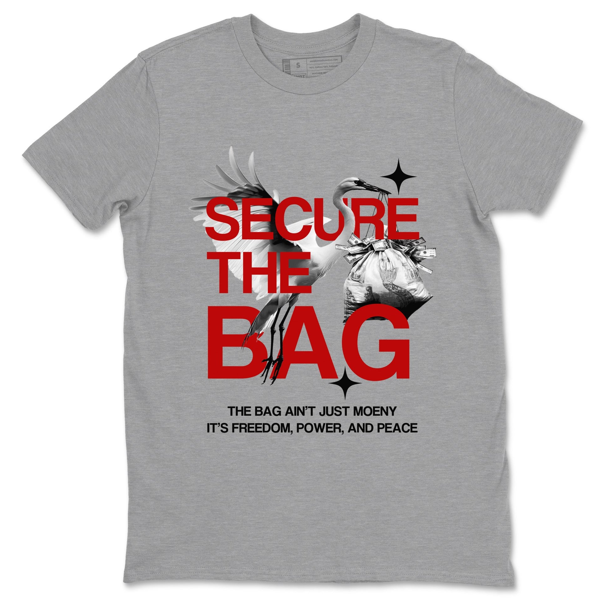 11s Bred shirts to match jordans Secure The Bag sneaker match tees Air Jordan 11 Retro Bred match shoes to clothes SNRT Sneaker Tees unisex cotton Heather Grey 2 shirts
