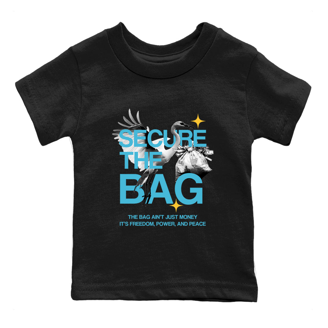Sneaker match tees – Sneaker Tees To Match Air Jordan 11 Gamma Shoes – Secure The Bag Kids T-Shirt Black 2