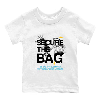 Sneaker match tees – Sneaker Tees To Match Air Jordan 11 Gamma Shoes – Secure The Bag Kids T-Shirt White 2