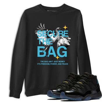 Sneaker match tees – Sneaker Tees To Match Air Jordan 11 Gamma Shoes – Secure The Bag Tee Black 1