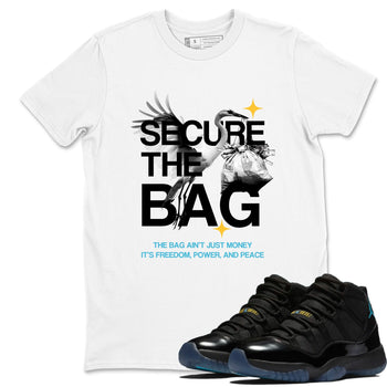 Sneaker match tees – Sneaker Tees To Match Air Jordan 11 Gamma Shoes – Secure The Bag Tee White 1