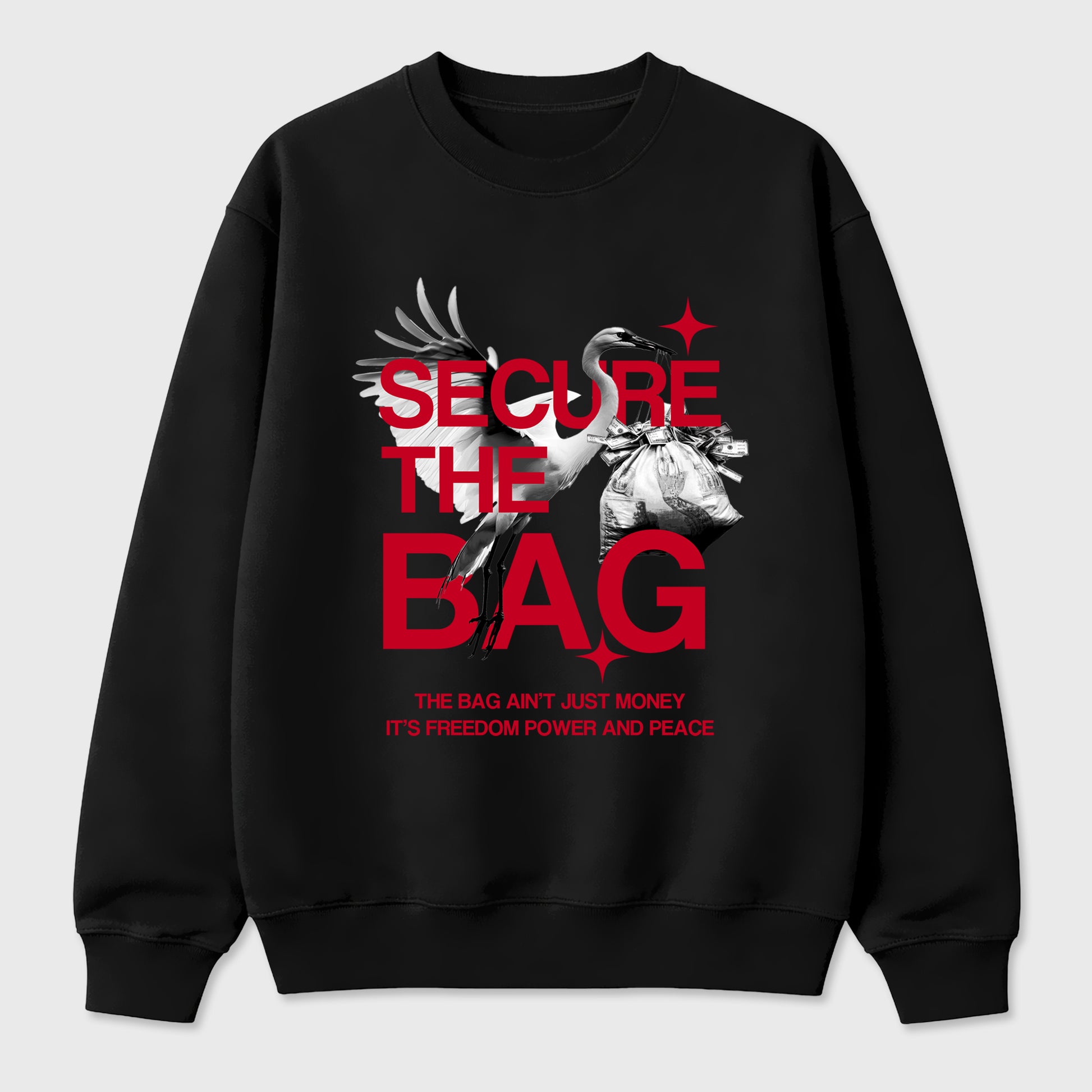Secure The Bag Graphic T-Shirt sneaker match tee designed for the Air Jordan 12 Retro Bloodline, featuring coordinated color options for a perfect streetwear match. Black 2 shirt.