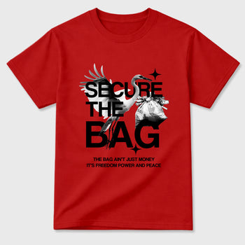 Secure The Bag Graphic T-Shirt sneaker match tee designed for the Air Jordan 12 Retro Bloodline, featuring coordinated color options for a perfect streetwear match. Red 2 shirt.