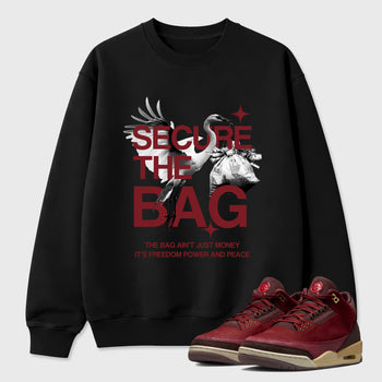 Secure The Bag Graphic T-Shirt sneaker match tee designed for the Air Jordan 3 Bin 23, featuring coordinated color options for a perfect streetwear match. Black 1 shirt.