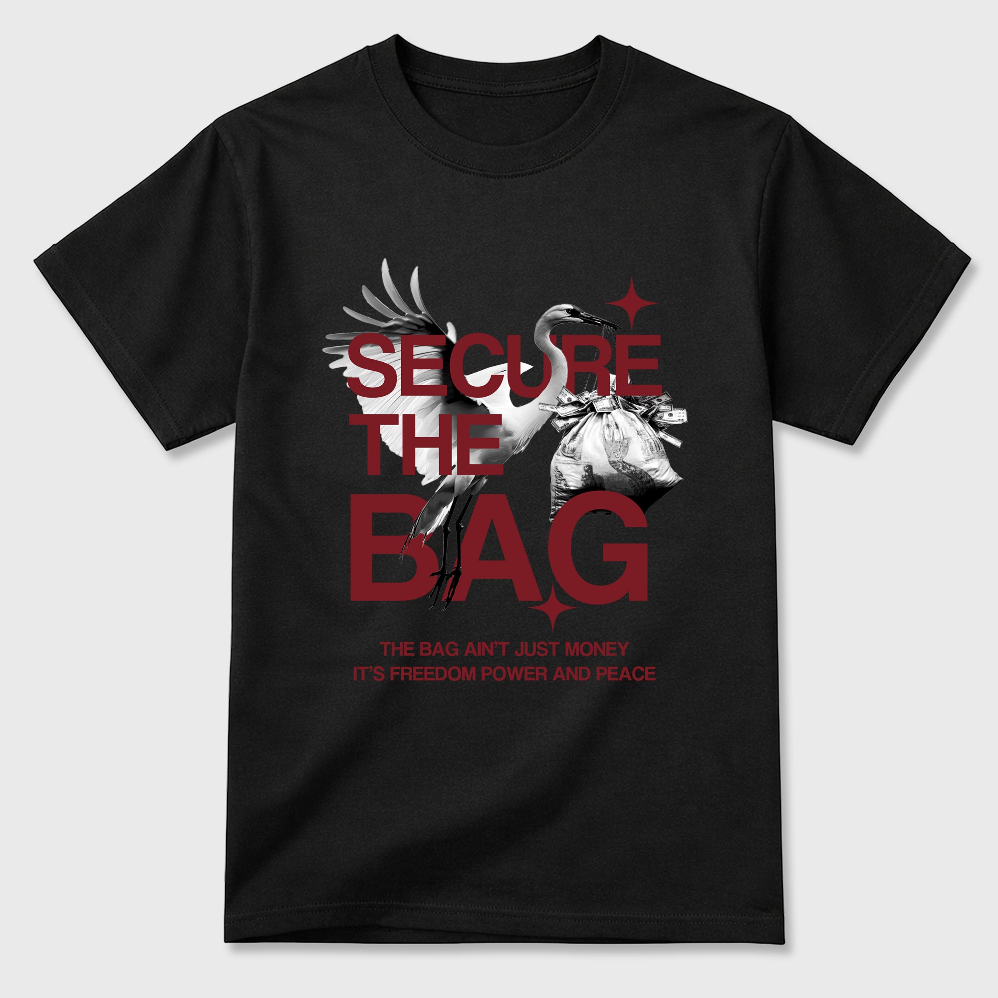 Secure The Bag Graphic T-Shirt sneaker match tee designed for the Air Jordan 3 Bin 23, featuring coordinated color options for a perfect streetwear match. Black 2 shirt.