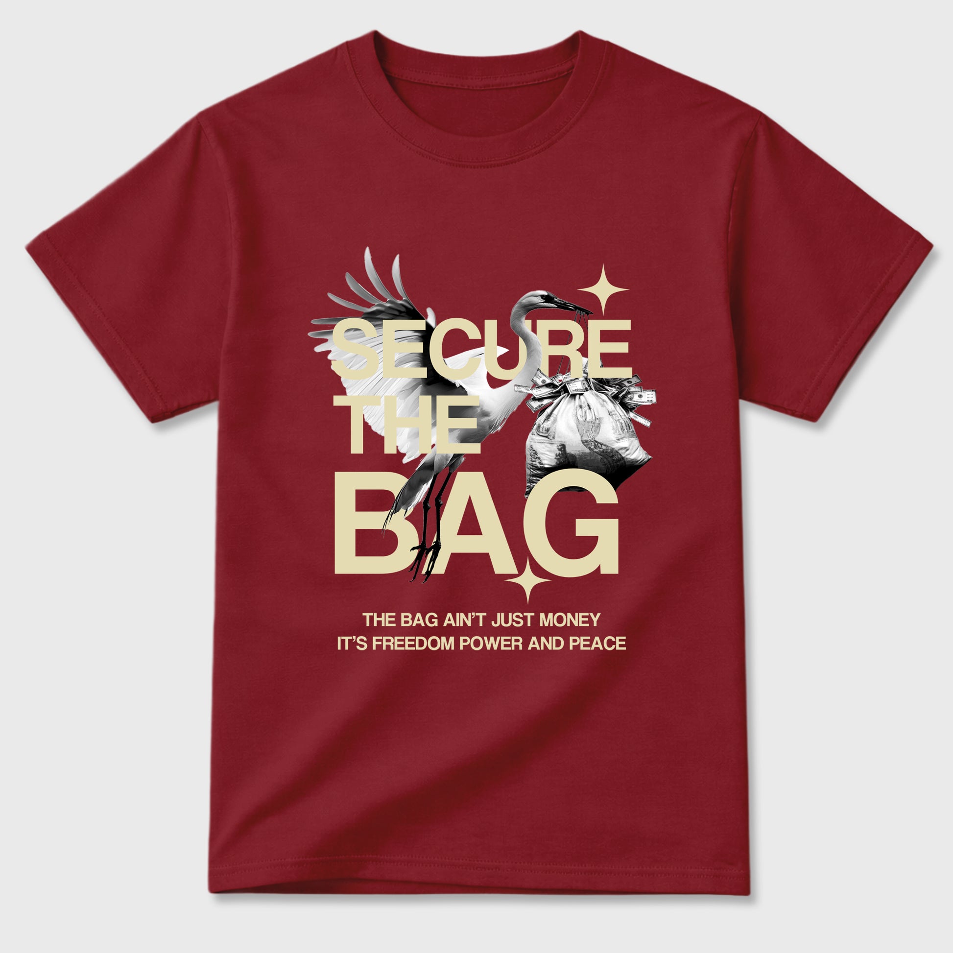 Secure The Bag Graphic T-Shirt sneaker match tee designed for the Air Jordan 3 Bin 23, featuring coordinated color options for a perfect streetwear match. Cardinal 2 shirt.