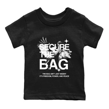 Sneaker match tees – Sneaker Tees To Match Air Jordan 4 Black Cat Shoes – Secure The Bag Kids T-Shirt Black 2