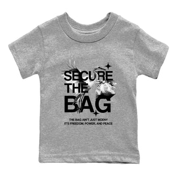 Sneaker match tees – Sneaker Tees To Match Air Jordan 4 Black Cat Shoes – Secure The Bag Kids T-Shirt Heather Grey 2