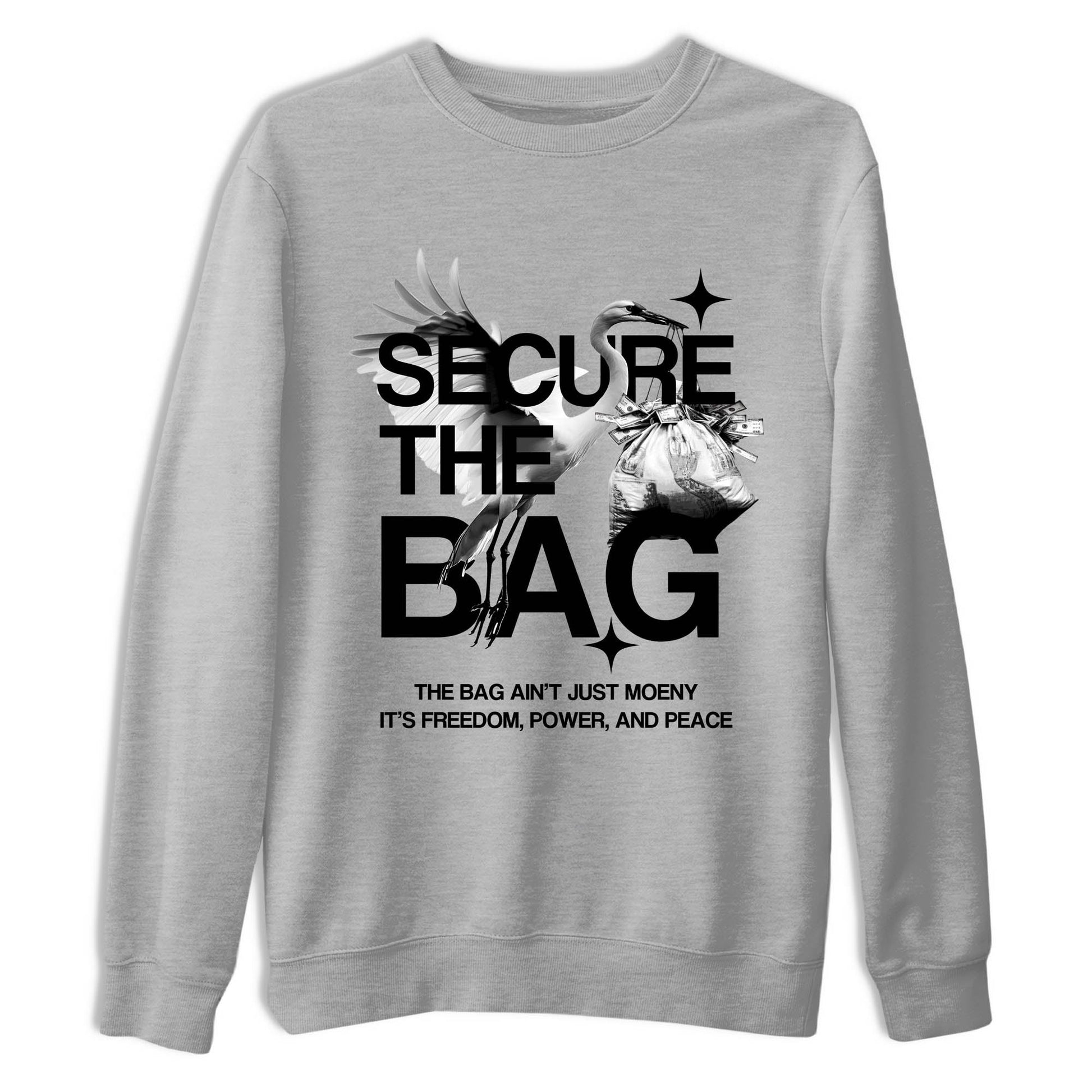 Sneaker match tees – Sneaker Tees To Match Air Jordan 4 Black Cat Shoes – Secure The Bag Tee Heather Grey 2