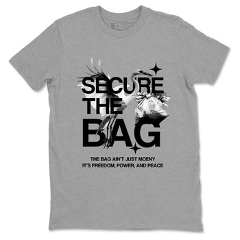 Sneaker match tees – Sneaker Tees To Match Air Jordan 4 Black Cat Shoes – Secure The Bag Tee Heather Grey 2