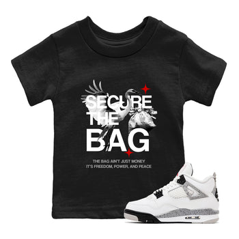 Secure The Bag SNRT Sneaker Tees Kids - Air Jordan 4 White Cement - SNRT Sneaker T-shirts