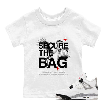 Secure The Bag SNRT Sneaker Tees Kids - Air Jordan 4 White Cement - SNRT Sneaker T-shirts