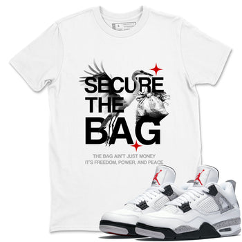 Secure The Bag SNRT Sneaker Tees - Air Jordan 4 White Cement - SNRT Sneaker T-shirts