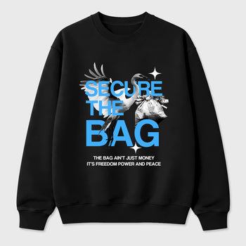 Secure The Bag Graphic T-Shirt sneaker match tee designed for the Air Jordan 5 Black Carolina, featuring coordinated color options for a perfect streetwear match. Black 2 shirt.