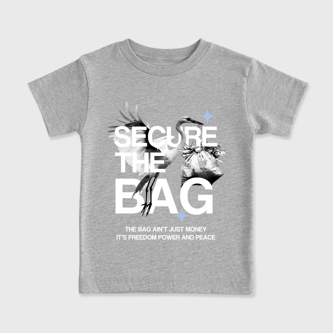 Sneaker match tees – Sneaker Tees To Match Air Jordan 5 White Metallic Shoes – Secure The Bag Kids T-Shirt Heather Grey 2