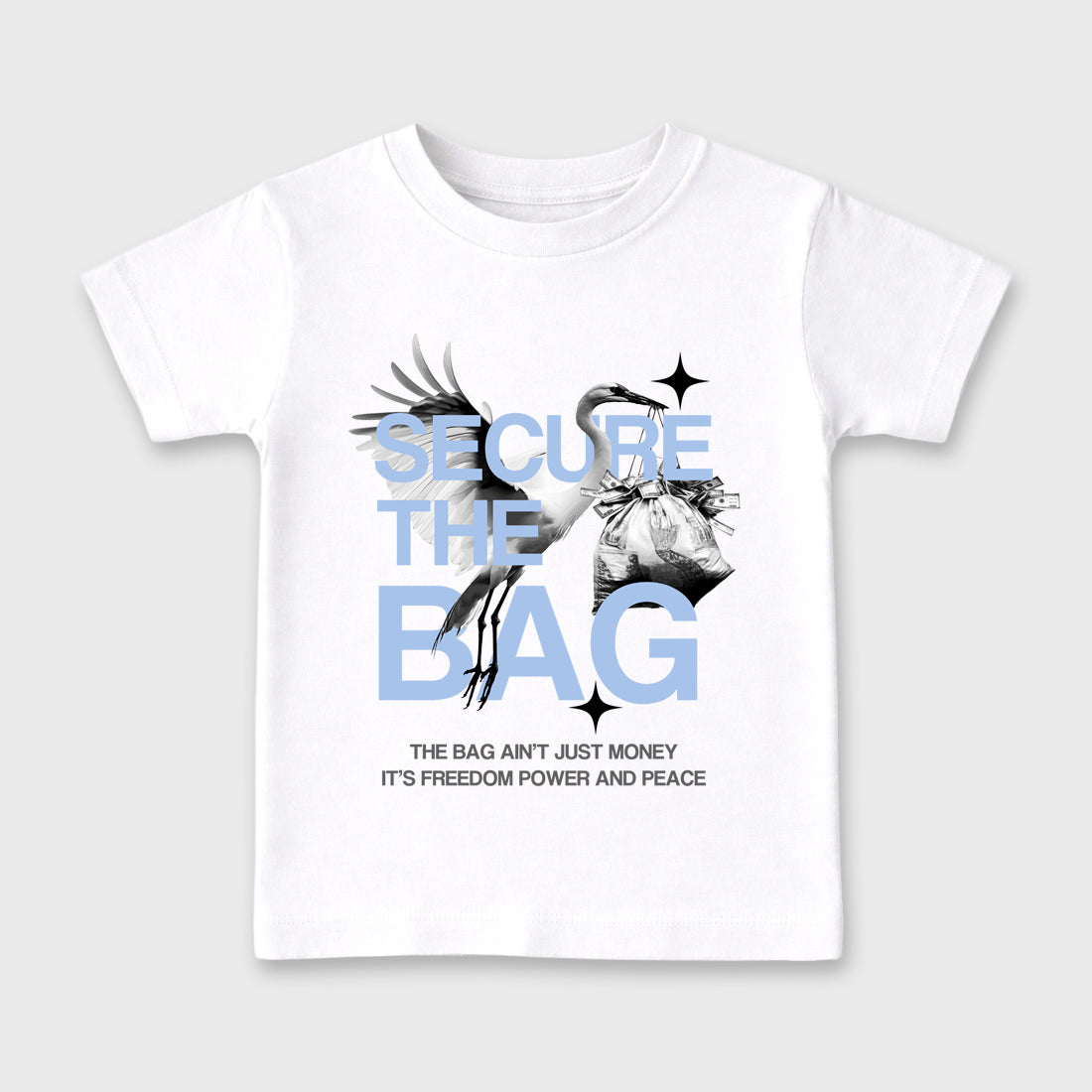 Sneaker match tees – Sneaker Tees To Match Air Jordan 5 White Metallic Shoes – Secure The Bag Kids T-Shirt White 2