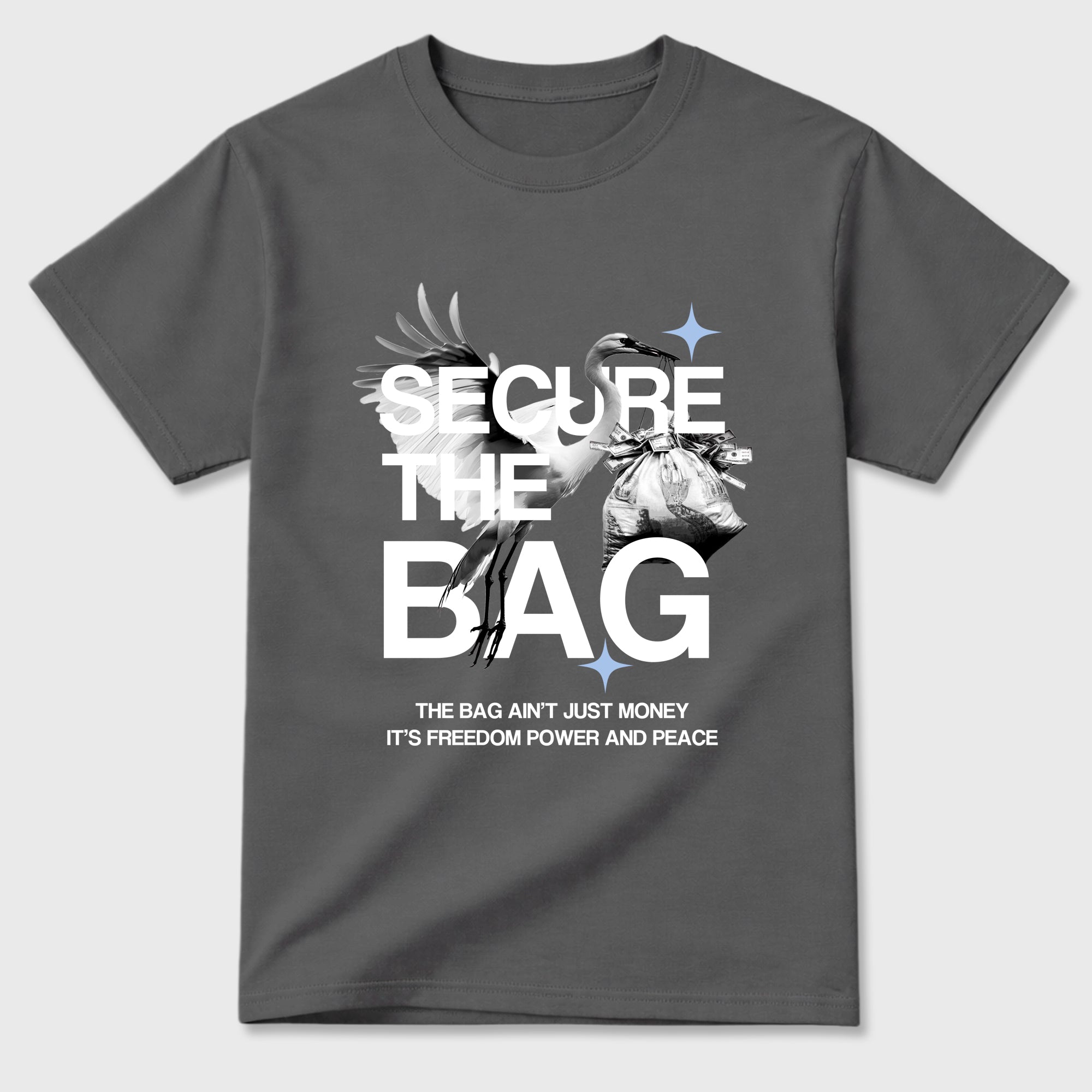 Sneaker match tees – Sneaker Tees To Match Air Jordan 5 White Metallic Shoes – Secure The Bag Tee Cool Grey 2