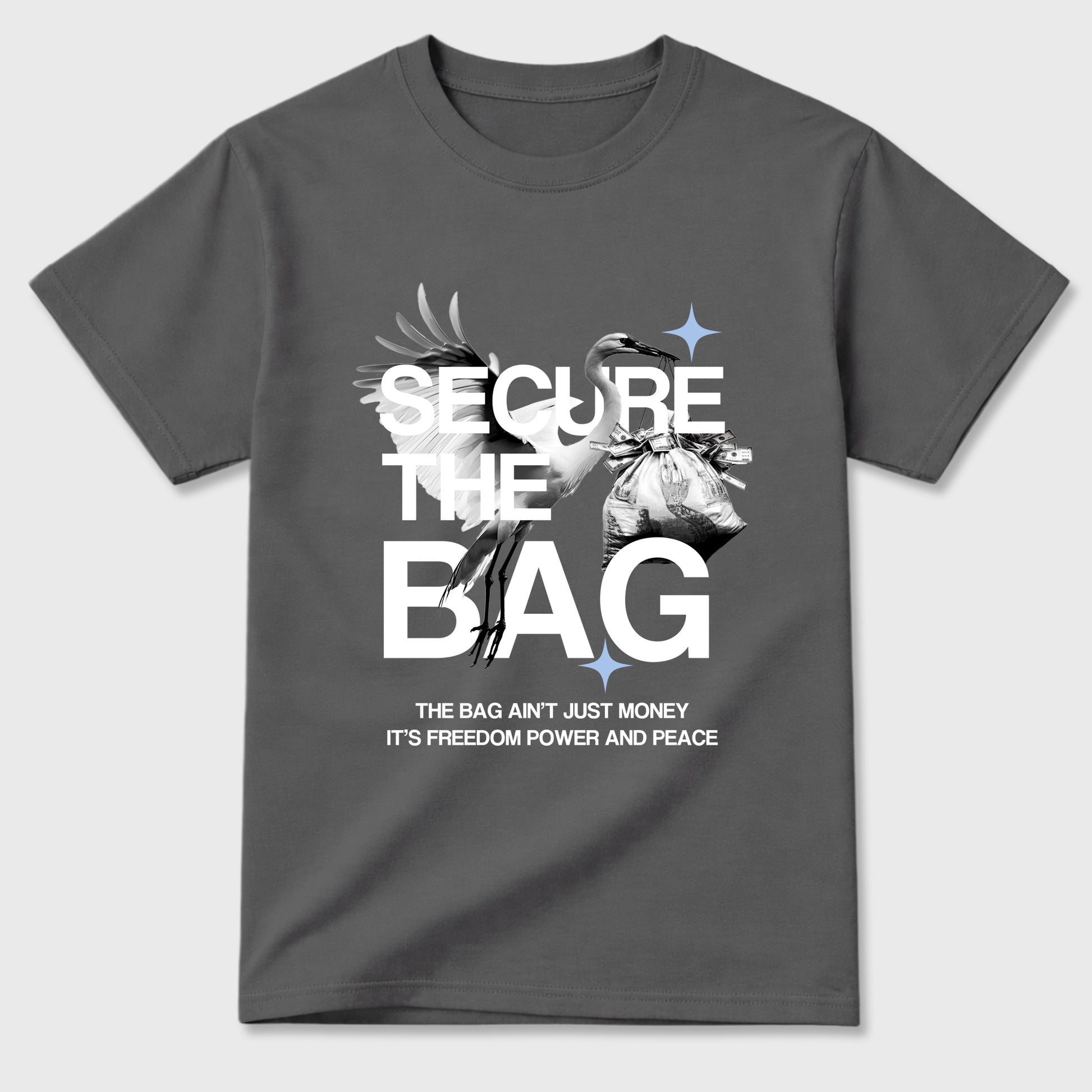 Sneaker match tees – Sneaker Tees To Match Air Jordan 5 White Metallic Shoes – Secure The Bag Tee Cool Grey 2