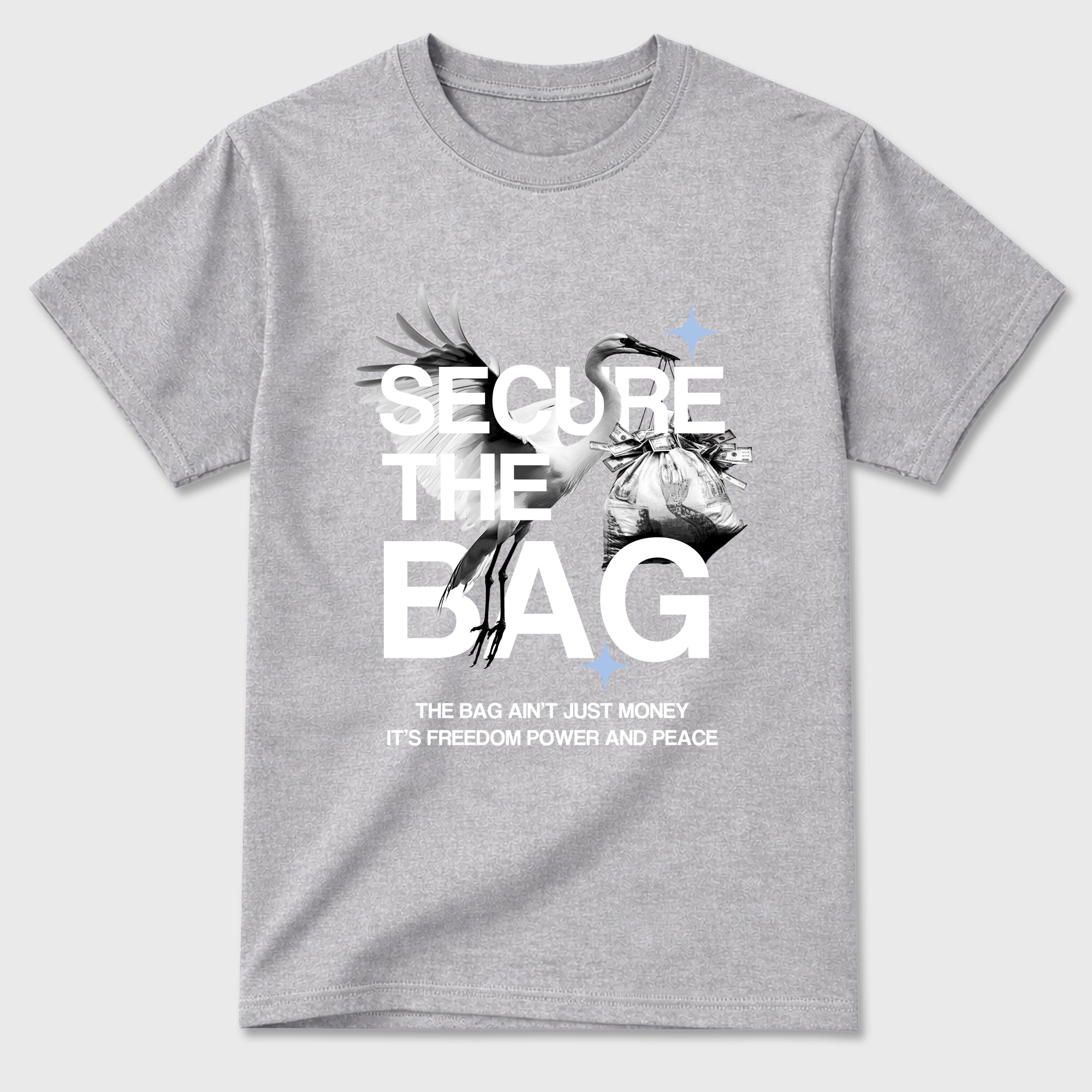 Sneaker match tees – Sneaker Tees To Match Air Jordan 5 White Metallic Shoes – Secure The Bag Tee Heather Grey 2